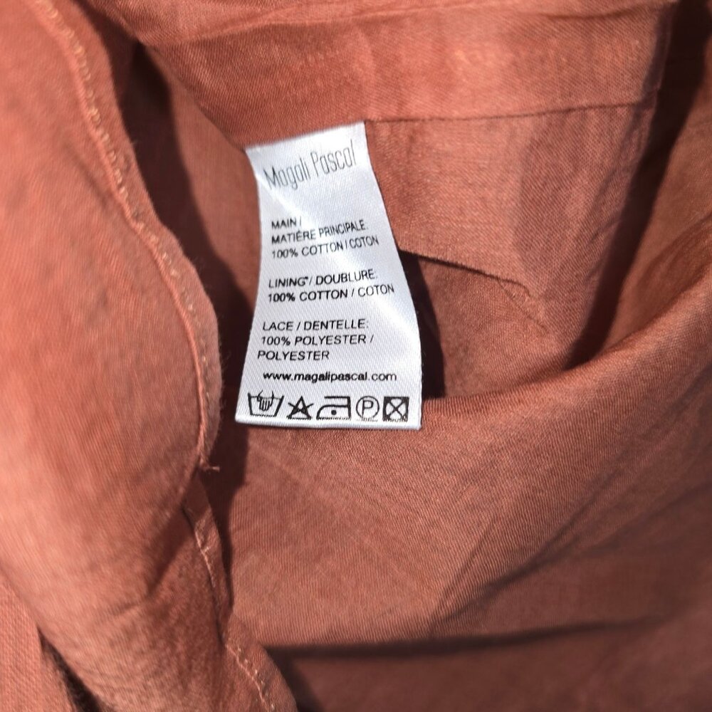 Magali Pascal Giselle Pink Nude Gauzy Seersucker Dress Sz M/8 - Picture 10 of 12